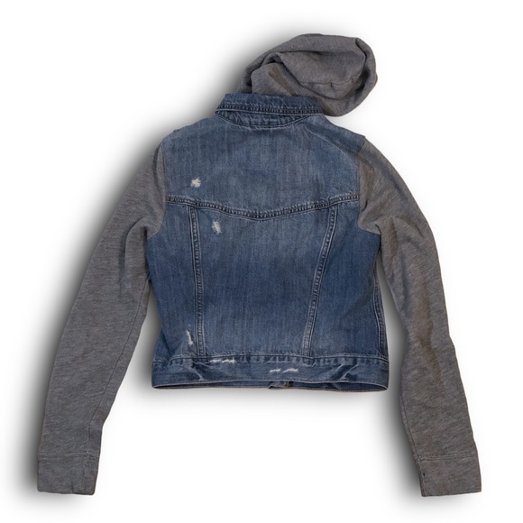 Kids Boys Hollister Light Blue Denim Jean Gray Sweatshirt Hoodie Jacket - Picture 9 of 10